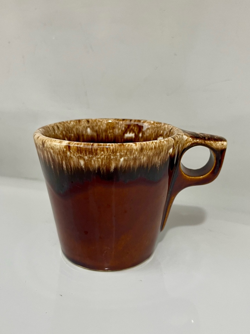 Vtg Hull Coffee Mug Tea Cup Brown Drip Glaze Stoneware Oven Proof USA